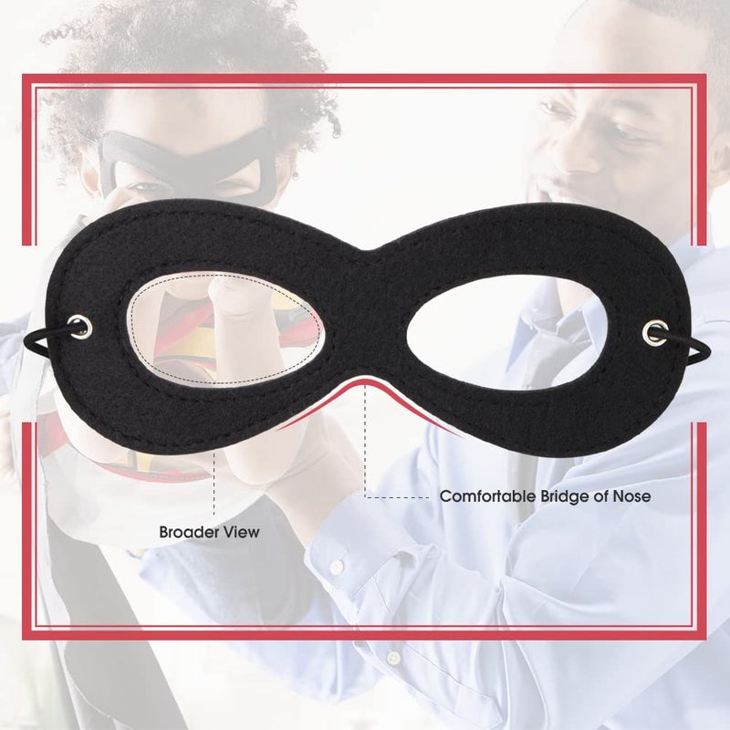 AIMIKE 2Pcs Superhero Masks, Black Felt Eye Mask, Halloween Dress Up, Adjustable Half Mask With Elastic Rope - Great Party Cosplay Accessory - Image 3
